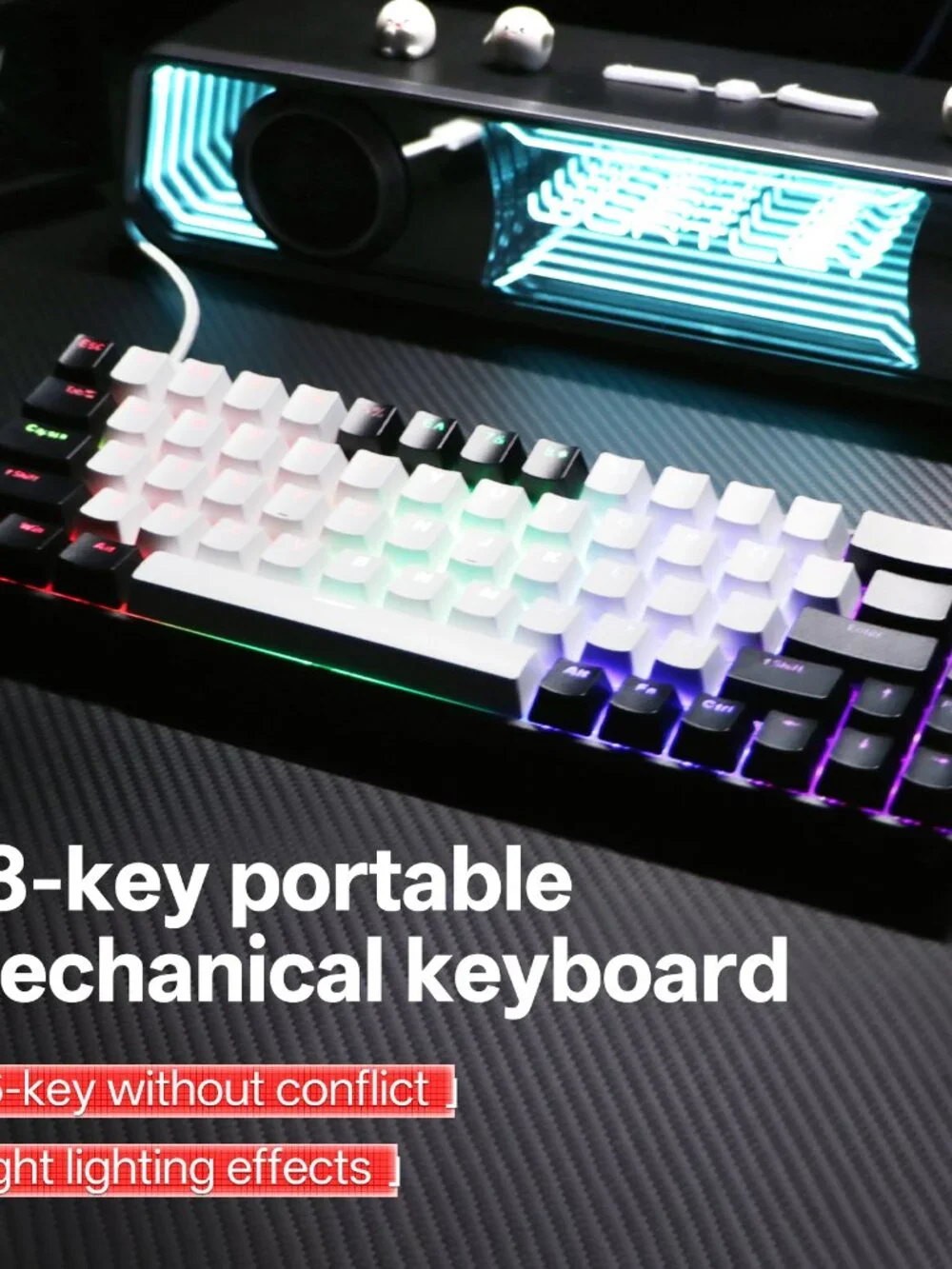 Kavlorn KL61 60% Mechanical Gaming Keyboard White RGB Backlit